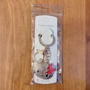 Mint Hello Kitty Keychain with Red Bow